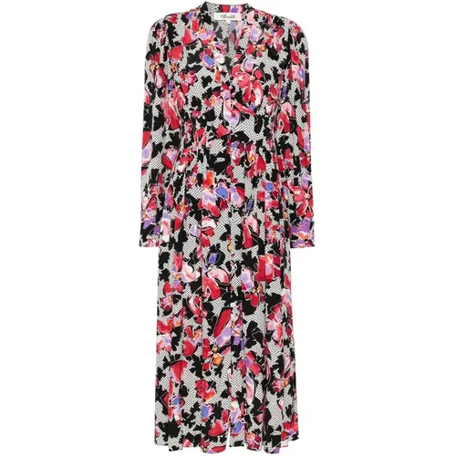 Blumiges V-Ausschnitt Kleid EcoVero™ Print , Damen, Größe: XS - Diane Von Furstenberg - Modalova