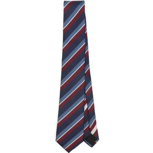 Ties, male, , Size: ONE SIZE Blue Silk Jacquard Signature Tie - Valentino Garavani - Modalova