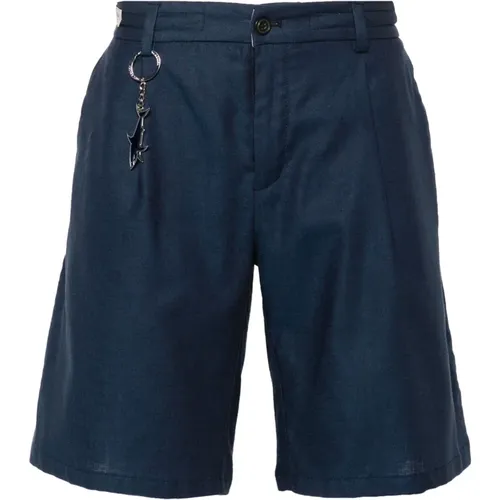 Blaue Casual Leinen Shorts mit Kordelzug , Herren, Größe: 3XL - PAUL & SHARK - Modalova