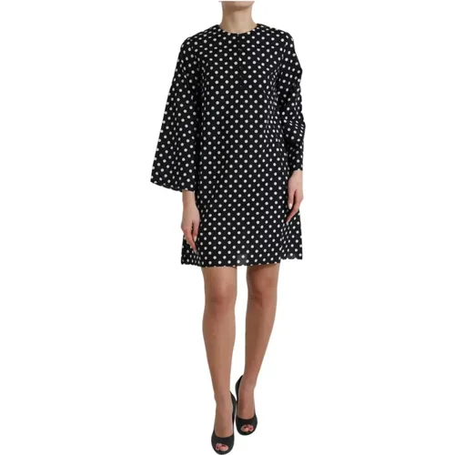 Polka Dot Nylon Shift Mini Dress , female, Sizes: XS - Dolce & Gabbana - Modalova