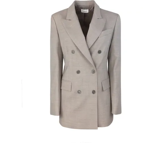 Blazers, female, , Size: M Grey Wool Blend Double-Breasted Blazer - P.a.r.o.s.h. - Modalova