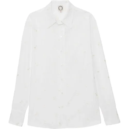 Bestickte weiße Bluse, zeitloser Stil , Damen, Größe: S - Ines De La Fressange Paris - Modalova