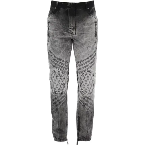 Motor Slim Fit Jeans with Biker-Inspired Design , male, Sizes: W31, W30 - Balmain - Modalova