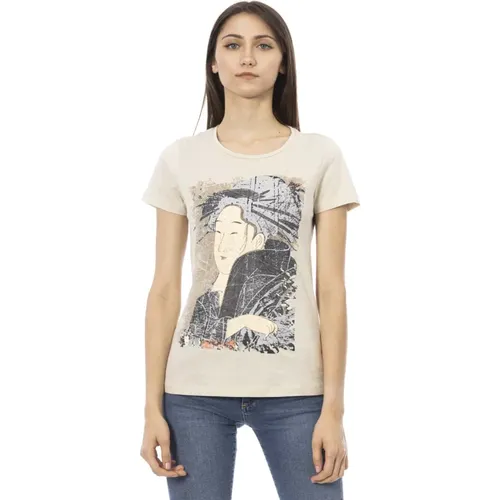 Kurzarm Rundhals T-Shirt , Damen, Größe: S - Trussardi - Modalova