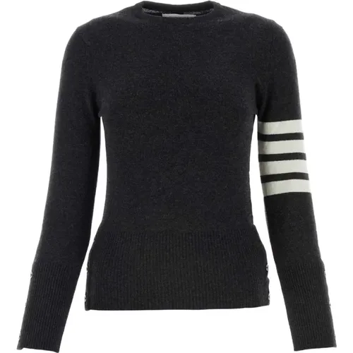 Cashmere Knitwear, female, , Size: 2XS Charcoal Wool Sweater - Thom Browne - Modalova