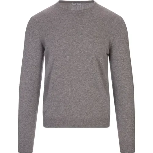 Cashmere Knitwear, male, , Size: M Grey Baby Cashmere Sweater Crew Neck - Fedeli - Modalova