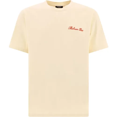 Westliches Signature T-Shirt , Herren, Größe: XS - Balmain - Modalova