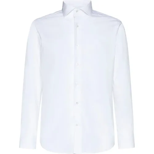 Weiße Baumwollhemd mit Cutaway-Kragen , Herren, Größe: M - D4.0 - Modalova