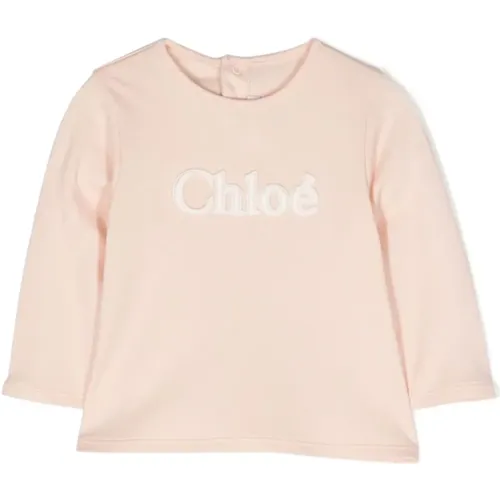 Rosa Chloè Kinder Sweatshirt mit Logo-Stickerei - Chloé - Modalova