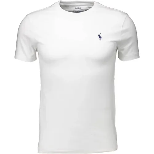 Stilvolles Weißes T-Shirt mit Blauem Logo , Herren, Größe: M - Ralph Lauren - Modalova