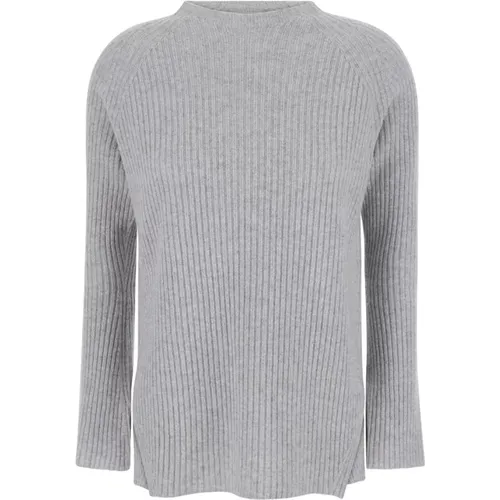 Grauer Rippstrickpullover U-Ausschnitt , Damen, Größe: XS - Twinset - Modalova