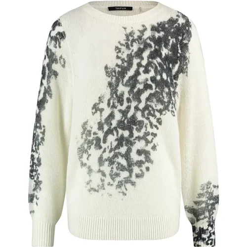 Statement Pullover mit Teilprint , Damen, Größe: S - Taifun - Modalova