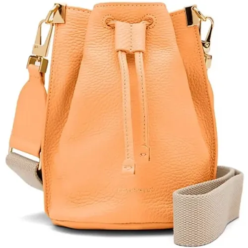 Apricot Leather Bucket Bag with Drawstring Closure , female, Sizes: ONE SIZE - Coccinelle - Modalova