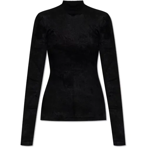 Turtlenecks, female, , Size: 2XS Velvet top with long sleeves - Versace - Modalova