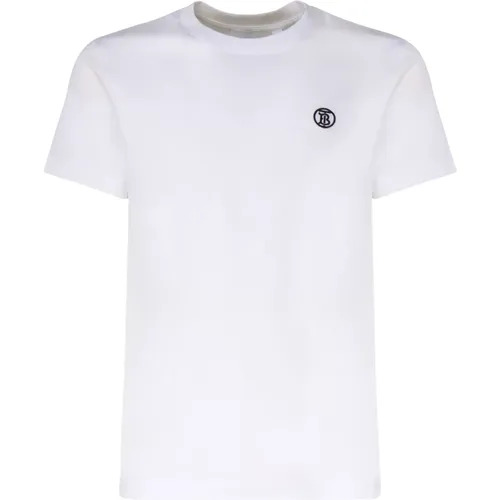 Weißes Jersey-Gewebtes Logo-T-Shirt , Herren, Größe: S - Burberry - Modalova