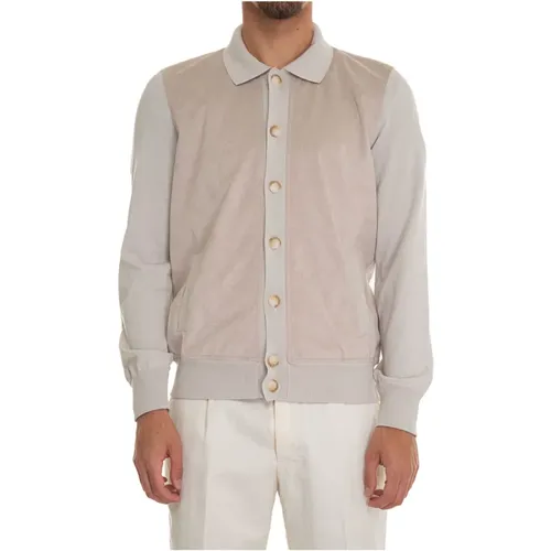 Bimaterial Button Closure Cotton Jacket , male, Sizes: 2XL - Gran Sasso - Modalova