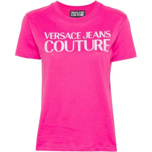 Women's Clothing T-Shirts & Polos Fuchsia Ss24 , female, Sizes: S, XS, 2XS, M - Versace Jeans Couture - Modalova