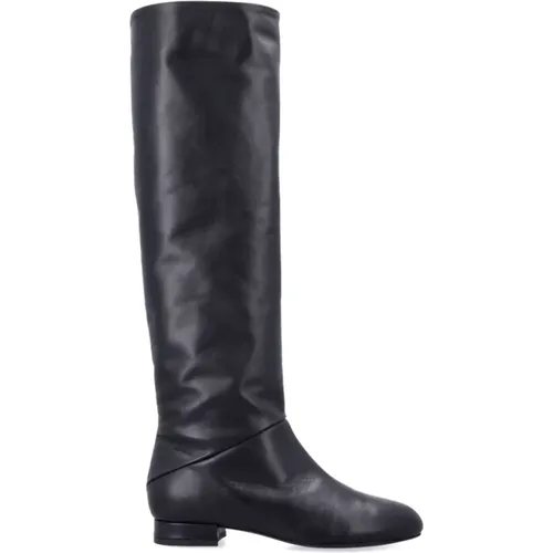 Flache Schwarze Lederschuhe , Damen, Größe: 36 EU - By FAR - Modalova