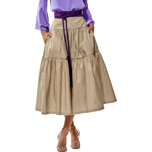 Taffeta Midi Skirt - 44 , female, Sizes: 2XL - Moskada - Modalova