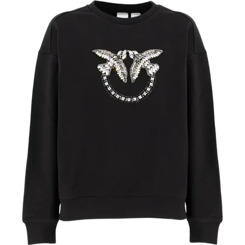 Love Birds Embroidered Sweatshirt , female, Sizes: XS - pinko - Modalova