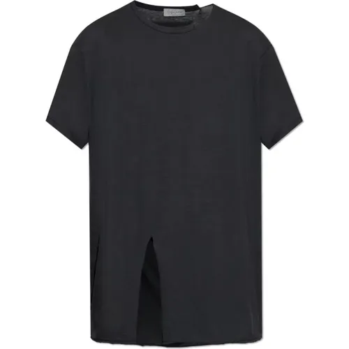 T-Shirts, male, , Size: L T-shirt with a slit - Yohji Yamamoto - Modalova