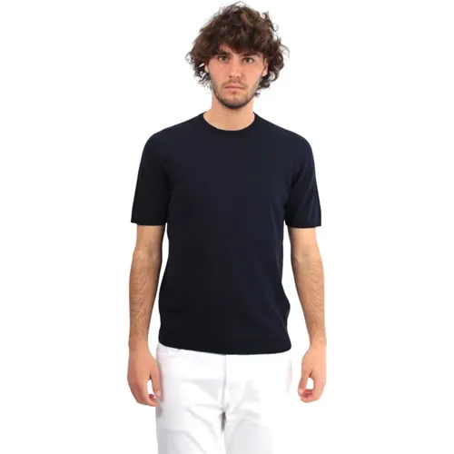 Blau Crew Neck Baumwoll T-Shirt , Herren, Größe: 2XL - Roberto Collina - Modalova