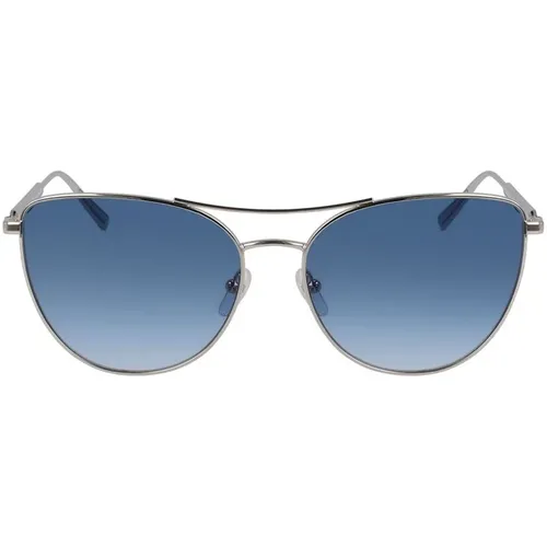 Sunglasses, female, , Size: ONE SIZE Golden Metal Sunglasses Blue Filter - Longchamp - Modalova