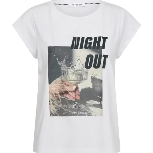 Grafik Tee Nightcc Out Top Weiß , Damen, Größe: S - Co'Couture - Modalova