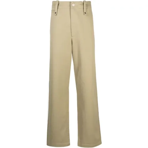 Straight Trousers, male, , Size: M Cotton Trousers with Belt Loops - Burberry - Modalova