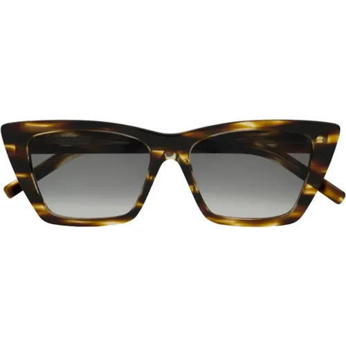 Braune Tortoise Cateye Sonnenbrille für Frauen - Saint Laurent - Modalova