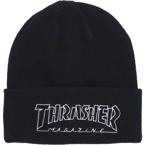 Beanies, male, , Size: ONE SIZE Embroidered Logo Beanie Hat /White - Thrasher - Modalova