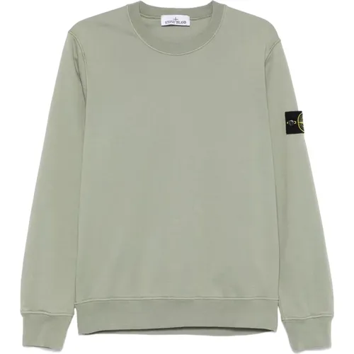 Sweatshirts, male, , Size: M Crew-neck Cotton Fleece Sweatshirt - Stone Island - Modalova