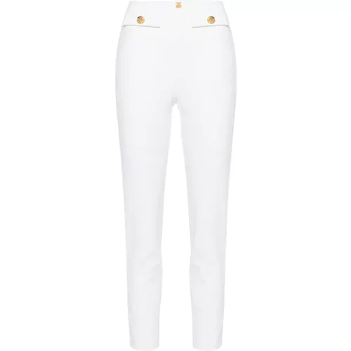 Weiße Hose Crêpe-Effekt Slim Fit - Elisabetta Franchi - Modalova