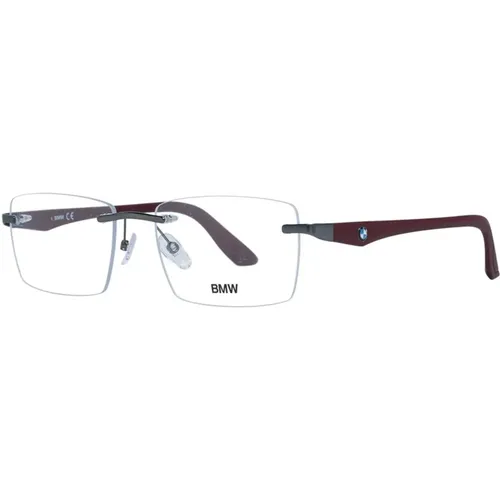 Glasses, male, , Size: ONE SIZE Square Rimless Red Eyeglasses - BMW - Modalova