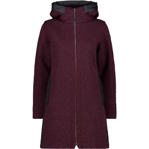 Rosa Wooltech Mantel mit Jacquard-Effekt , Damen, Größe: L - CMP - Modalova