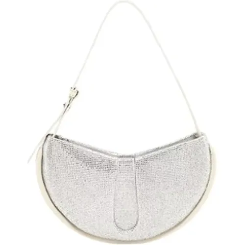 Strass Silver Clutch Bag Vegan Fabric , female, Sizes: ONE SIZE - THEMOIRè - Modalova