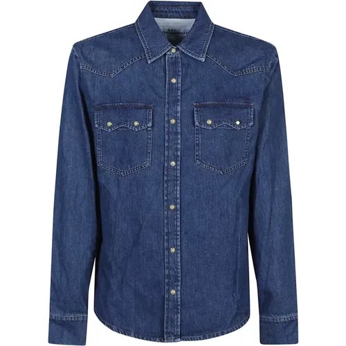 Indigo Delave Durol Shirt , male, Sizes: L - A.p.c. - Modalova