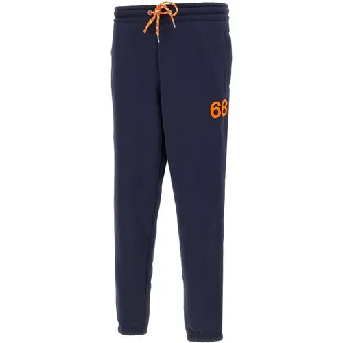 Sweatpants, male, , Size: L Men's Cotton Jogger with Orange Piping - Sun68 - Modalova