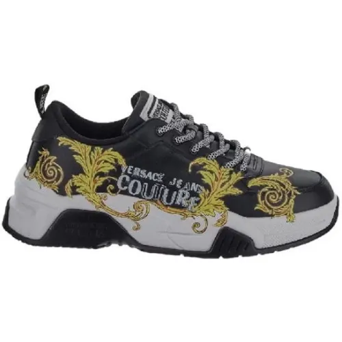 Sneakers, male, , Size: 8 US Barocco Print Leather Sneakers for Men - Size 42 - Versace Jeans Couture - Modalova