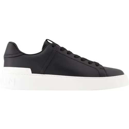 Sneakers, male, , Size: 8 US Court Sneakers - Leather - /White - Balmain - Modalova