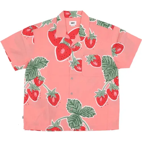 Short Sleeve Shirts, male, , Size: L Jumbo Berries Flamingo Pink Shirt - Obey - Modalova