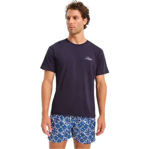 T-Shirts, male, , Size: 2XL Italian Embroidered Cotton T-Shirt - Peninsula - Modalova