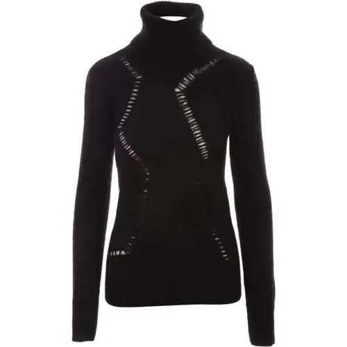 Loose-Fit Turtleneck with Distressed Front Details , female, Sizes: L - Saint Laurent - Modalova