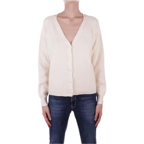 Cremefarbener Cardigan mit Knöpfen , Damen, Größe: M - H2O - Modalova