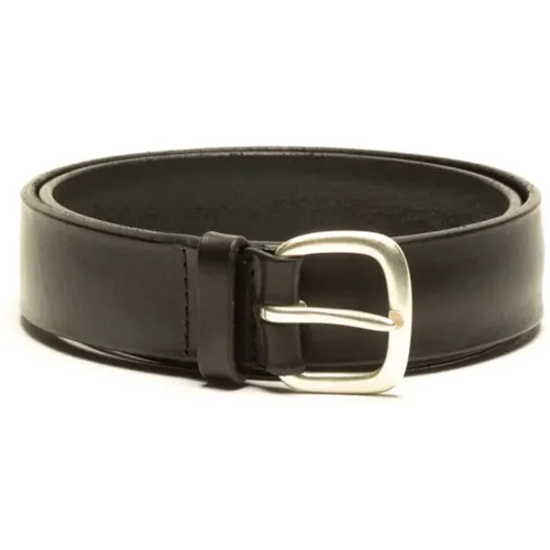 Belts, male, , Size: 110 CM Leather Belt with Silver Buckle - Orciani - Modalova