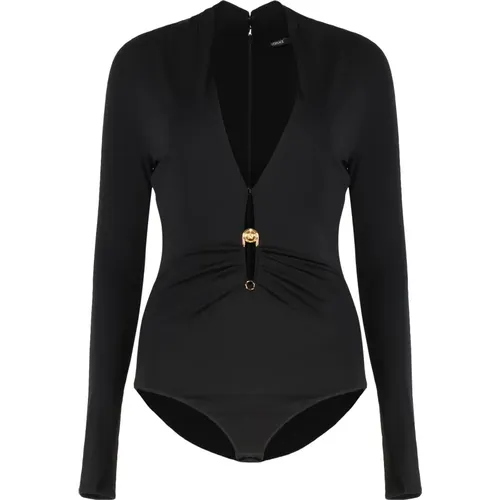 Body, female, , Size: S Logo Detail Jersey Bodysuit - Versace - Modalova