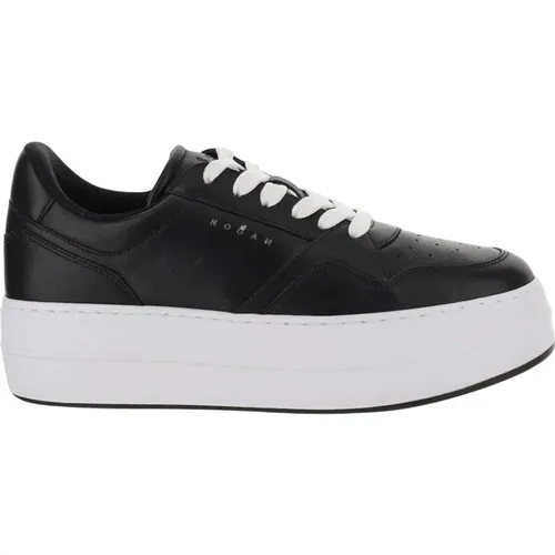 Leder Sneakers Runde Zehen Schnürung , Damen, Größe: 36 1/2 EU - Hogan - Modalova