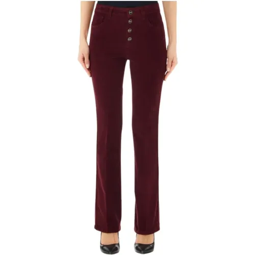 Red Aubergine Bootcut Cotton Stretch Trousers , female, Sizes: W30, W31 - Liu Jo - Modalova
