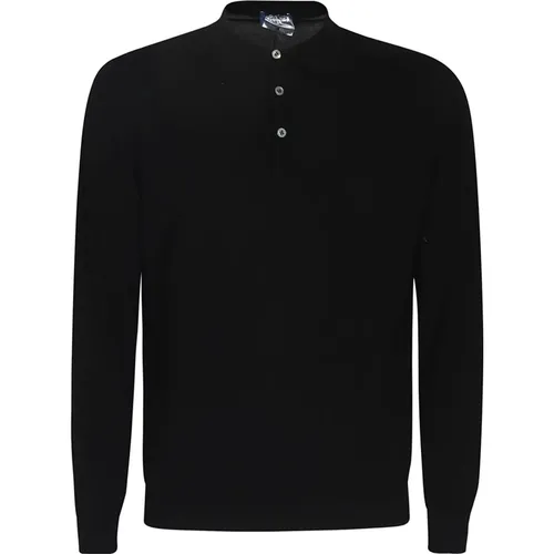 Schwarzer Feinstrick-Polo-Sweatshirt , Herren, Größe: L - Drumohr - Modalova
