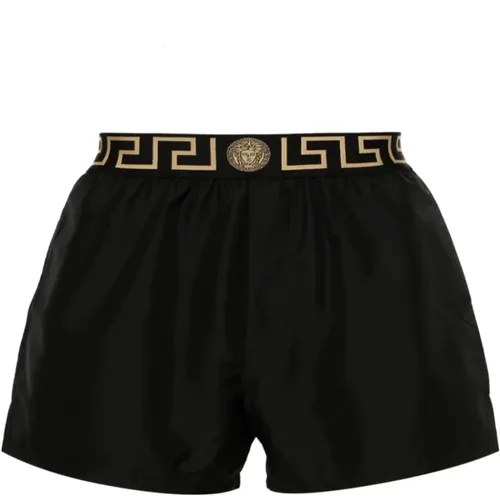 Schwarze Meereskleidung mit Greca-Detail , Herren, Größe: 2XL - Versace - Modalova